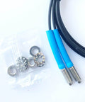 FT610 Diffuse Reflective Optical Fiber Sensor with 1M line, M6 probe, and accessories, shown with rugged TPV housing for industrial use.