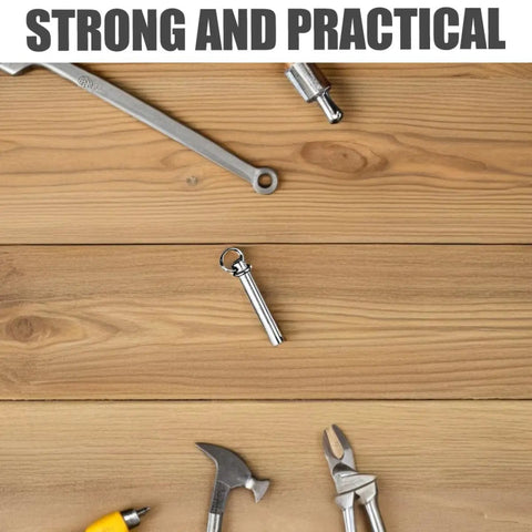 Heavy Duty Stainless Steel Folding Fan Rivet Nut Repair Kit Featuring Five Sets Of Tight Grip Shaft Fasteners For Smooth Cruising Motion And No Sweat Handheld Fan Revamp on a wooden surface with tools.