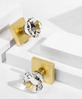 Crystal Glass Dummy Door Knob Set With Satin Brass Finish Non Turning Interior Knobs For Bifold Closets And Hall Doors