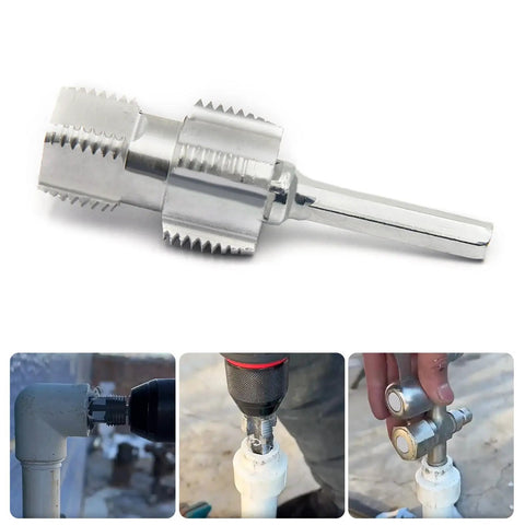 Heavy Duty Pvc Pipe Threader Set With 1/2 And 3/4 Inch Dies For Smooth Plumbing Repairs Electric drill adapter for precise threading.