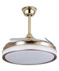 Ceiling Fan Light with Handheld Controller, 48W Illuminated Lamp for in gold finish with a circular design and clear blades.