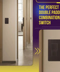 Double Paddle Decorator Switch Dual Rocker Single Pole Clamp Back Insertion Copper Wires 15 Amp 120 277 VAC in hallway