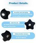 4 Pcs Star Knobs Size 5 16 18 Hand Tighten Clamping Knobs Through Hole Nylon Star Head Black Plastic for T Track Bolts Jigs