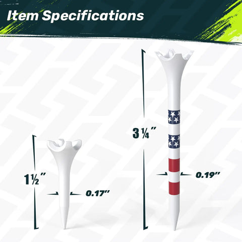 Premium Pro Grade Plastic Golf Tees 100 And 50 Pack With One And A Half Inch And Three And A Quarter Inch Lengths Engineered