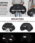 Universal 48L Waterproof Motorcycle Tail Bag With Roll Top Closure For All Bikes No Saddle Stay Or Rack Needed, carrying options and reflectives