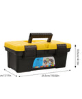 Top Shelf Plastic Tool Stash Heavy Duty Portable Carry Case For Hand Tools And Fasteners Splashproof Electrician Gear Hauler with yellow lid