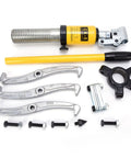 Heavy Duty 5 Ton Hydraulic Gear Puller And Bearing Separator Tool Kit With Three Jaw Setup For Garage Hub And Gear Removal Using 200 Mm 140 Mm Height And 50 Mm Pump Stroke Capacity For Tough Jobs In Home Or Local Garage Shops Now., 3-jaw steel kit with hydraulic pump and separator