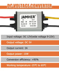 Rugged 2Pack Waterproof 12V To 5V DC Buck Converter With 3A 15W Output For Golf Carts Cars And Trucks LED Lighting