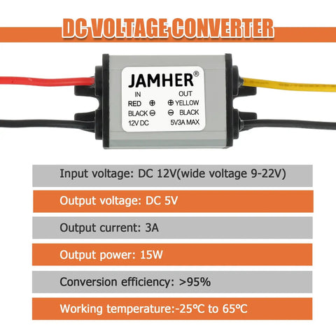 Rugged 2Pack Waterproof 12V To 5V DC Buck Converter With 3A 15W Output For Golf Carts Cars And Trucks LED Lighting
