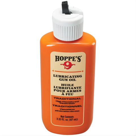 No. 9 Precision Oil Combo Pack with Needle Point Bottle and 2.25 Oz Refill for Firearms, orange bottle with white cap.
