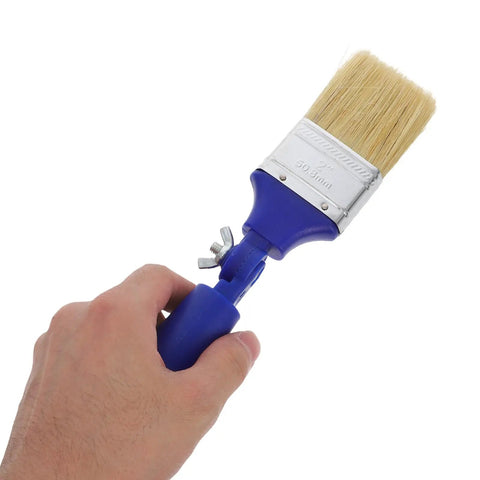 2 Inch Adjustable Angled Paint Brush For Fine Detail And Corners, Synthetic Bristles, Blue Handle, Held in Hand
