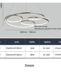 Modern LED Pendant Light for Kitchen Office Suspension Hanging LED Pendant Lamp (Colour: GoldWarmWhite Size: Dia55cmxH100cm)
