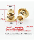 20 Pack M8 Heat Threaded Inserts With Knurled Brass Flange For Plastic Easy Press In Fit Height 6 To 15mm dimensions shown