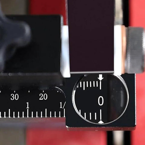 Close-up of Precision Woodworking Miter Gage With 360Mm Fence and Flip Stop For Bench Saws measuring scale and alignment features.