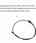 Heavy Duty Lawn Mower Control Cable With Mechanical Brake Linkage Super Badass Durable Genuine Replacement Fits Husqvarna 510 Riding Tractors Zero Drama Quick Swap, close-up view.
