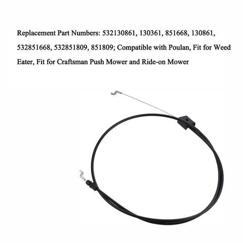 Heavy Duty Lawn Mower Control Cable With Mechanical Brake Linkage Super Badass Durable Genuine Replacement Fits Husqvarna 510 Riding Tractors Zero Drama Quick Swap, close-up view.