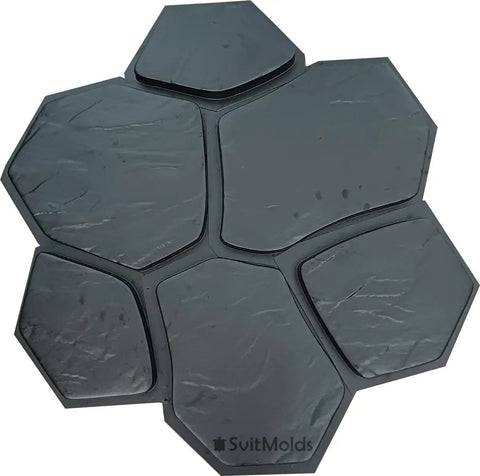 Concrete Molds 6 Piece DIY Plastic Molds Set For Flagstone Paving Stones Patio Garden Walkways And Paths With Textured Surfaces