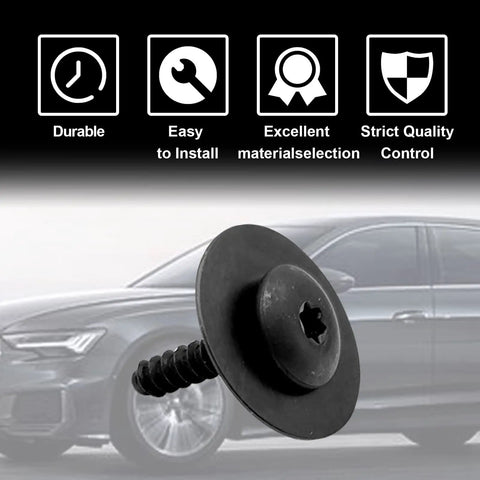 Heavy Duty Fender Liner Splash Shield Bolt Kit Quick Drop In Swap For Gm Chevy Camaro Colorado Cruze Equinox Impala And Cadillac Models Replaces 11548270, durable black steel bolt with flange.