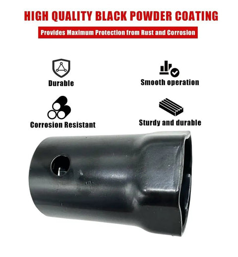 Black powder-coated Three Eighths Inch Drive 54mm Hub Axle Nut Socket, Six Point Front Wheel Locknut Tool for Land Cruiser Hilux 4x4 Patrol