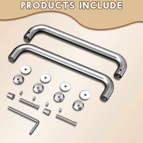 Brushed Nickel Round Glass Shower Door Handle Replacement 6 8 10 Inch Double Sided Pull Push Door Bar Stainless Steel Hardware