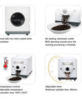 Heavy Duty Electric Coffee Bean Roaster Machine With Rapid Heat Cycling And Fool Proof Timers For Bold Flavor Hits And Easy Peasy Roasting Sessions Straight At Home featuring a non-stick inner container and adjustable timer.