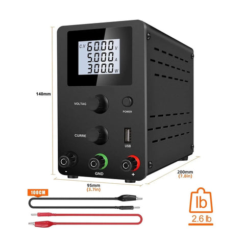 Lab Bench Power Supply 30V 10A 300W Workhorse With 4 Digit LED Display Dual Knob Control USB 5V 2A Charge Port Auto Cooling