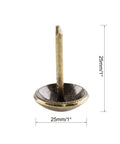Killer Style Antique Brass Upholstery Tack Nails Slick One Inch Round Heads, 25mm head, 1-inch shank, detailed view.