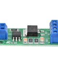 Three Point Three Volt To Twenty Four Volt SCR Module With Optocoupler Isolation and blue terminal blocks on a circuit board