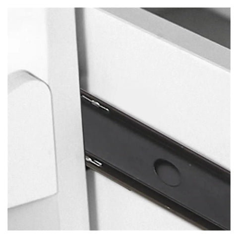 Close-up of Double Row Steel Ball Bearing Drawer Slides Side Mounted Full Extension Cabinet Rails with smooth track.