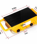 Rock Solid Nylon Wheel Combo Machinery Skate Dolly With Handle For Straight Up Heavy Gear Hauling Modular Roller Skates view with dimensions.