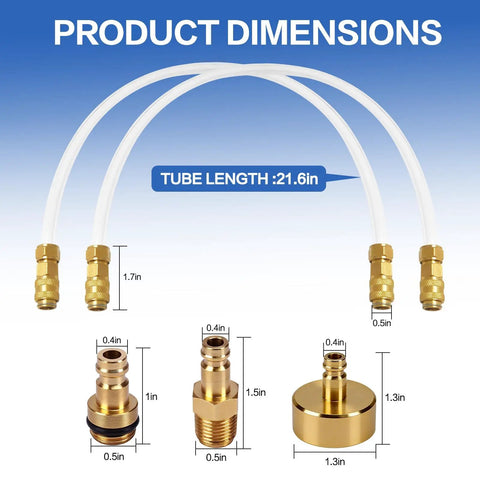 Marine Hydraulic Steering Bleed Kit For Outboard Inboard And Sterndrive Boats with brass fittings and tube dimensions.