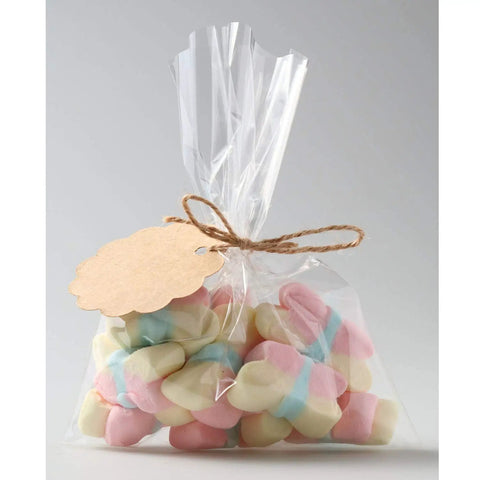 Clear Cellophane Treat Bags 5x7 Inches With 200 Twist Ties Red And Yellow For Gift Wrapping Cookies Desserts Bakery Candies Party Favors.