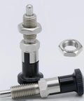 Heavy Duty Stainless Steel Push Fit Ball Nose Spring Plunger 2 Pack M16x1.5 with nut, retractable indexing design.