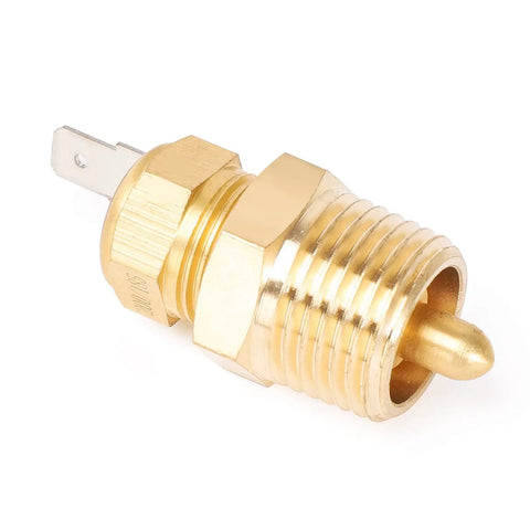 Electric Cooling Fan Thermostat Switch with Three Eighths Inch Pipe Thread shown with brass body.