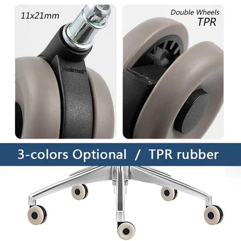 Rock Solid Office Chair Replacement Casters With Silent Rubber Tires Set Of Five, Smooth As Silk 360 Swivel Rollers That Glide Effortlessly On Carpet Or Tile, Heavy Duty Upgrade