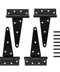 8 Inch T Strap Heavy Duty Shed Door Hinges Black Tee Hinge For Wooden Fences Yard Doors Barn Doors Gates With Screws 4 Pack