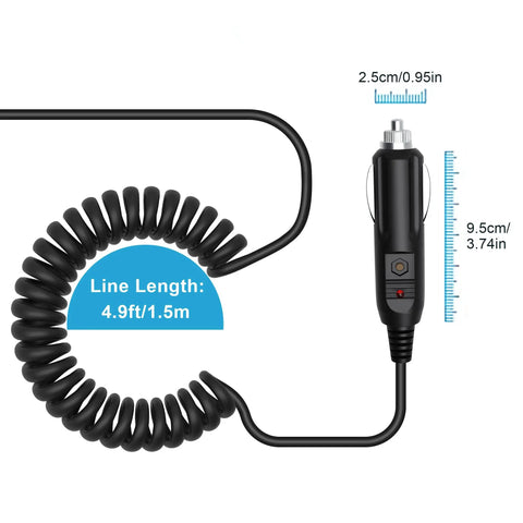 DC Car Charger For ICOM Radios Replacement Quick Charge In Vehicle Power Adapter with 4.9ft coiled cable and plug