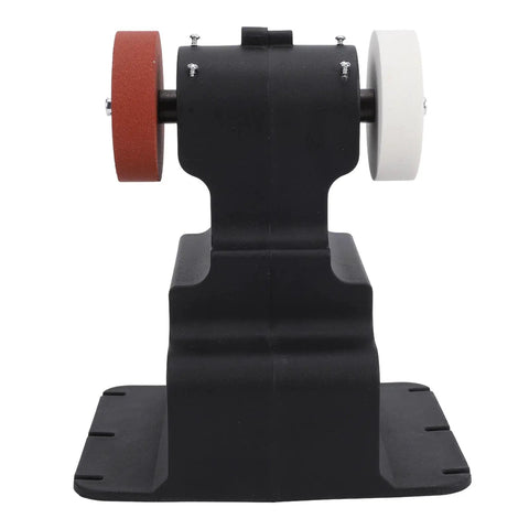 Fafeicy cordless bench grinder with copper motor, stable base, red and white corundum wheels, perfect for sharpening and polishing.