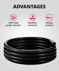 Assorted Silicone Vacuum Hose Kit 5 Ft 130 PSI Max Black With Inner Diameters 3mm 4mm 5mm 6mm 8mm 10mm FDA Compliant Food Grade
