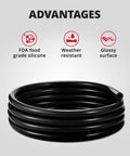 Heavy Duty Black Silicone Vacuum Tubing Hose Line Kit With 6 Different Sizes For Car Engine Coolant Fuel Oil Transfer 5 Ft Rolls High Temp Resistant Flexible And Food Grade Safe To Use Anywhere, black silicone hose coil