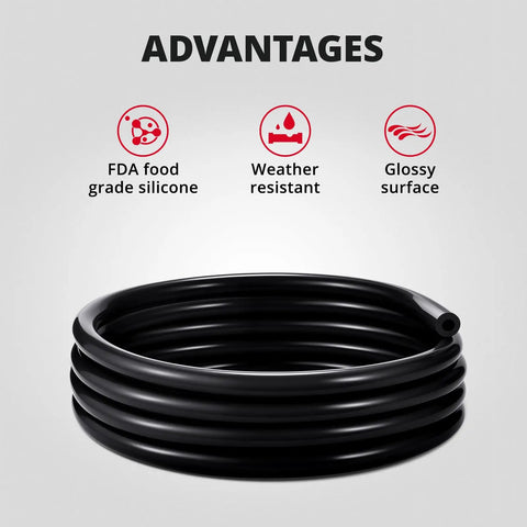 Heavy Duty Black Silicone Vacuum Tubing Hose Line Kit With 6 Different Sizes For Car Engine Coolant Fuel Oil Transfer 5 Ft Rolls High Temp Resistant Flexible And Food Grade Safe To Use Anywhere, black silicone hose coil