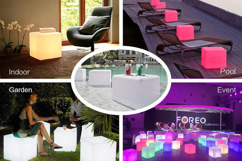 16 Inch LED Cube Light With Detachable Charging Cordless Setup, Remote Control Side Table, cool decor in various settings