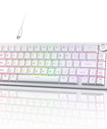 Slick 60 Percent Wired Mechanical Gaming Keyboard With RGB Backlight And Hot Swappable Gasket Mount Featuring Pre Lubed Linear Blueberry Switches And Aluminum Volume Knob For A Top Shelf Typing Setup In Clean White.