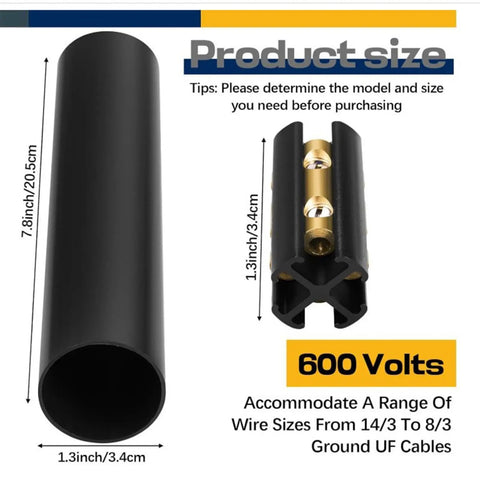 Heavy Duty Underground Wire Splice Kit Bundle Featuring Two Pieces Heat Shrink Tubing And Two Solid Connectors For Direct Burial Outdoor Wiring And Waterproof Sealing To Keep Your Connections Fresh And Secure, 600V, 20.5cm tube