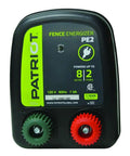 Patriot electric fence energizer black unit with green and red knobs, powers up to 8 acres 120V, 0.10 Joule Electric Fence Energizer For Homes And Farms 110V Plug In No Load 5000V And Load 2800V Keeps Pets In And Nuisance Animals Out Durable Black Unit Made In New Zealand One Year Warranty