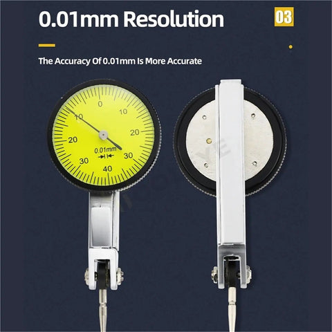 Lever Dial Indicator Magnetic Holder With Probes, Indicator Stand, Magnetic Base, And Micrometer Dial Gauge For Precision Measuring Gear, 0.8mm Tip Stand B, Ideal For Watch Tools And Comparators. 0.01mm resolution lever dial indicator with magnetic base