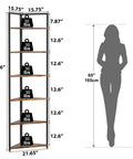 Dimensions of Six Tier Corner Bookshelf With Industrial Metal Frame And Engineered Wood Shelves Tall Seventy One Point Seven Inch