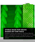 Golf Swing Path Trainer With Instant Feedback showing stable green base for turf mats.