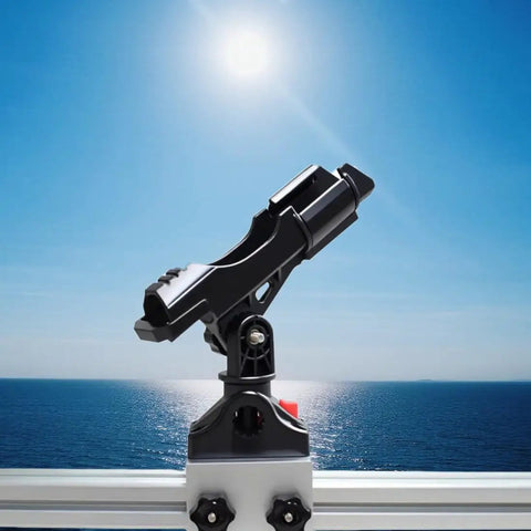 Heavy Duty Fishing Rod Holder for 90 Degree Boat Track System Side Mount with Aluminum Bracket Base 360 Degree Rotating for Versatrack Ranger Track System Bass Tracker and Track Boats on boat rail