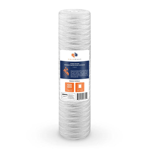 5 Micron Whole House String Wound Water Filter Replacement Cartridge, 20 x 4.5 Inch For Well Water Filtration, 6 Pack